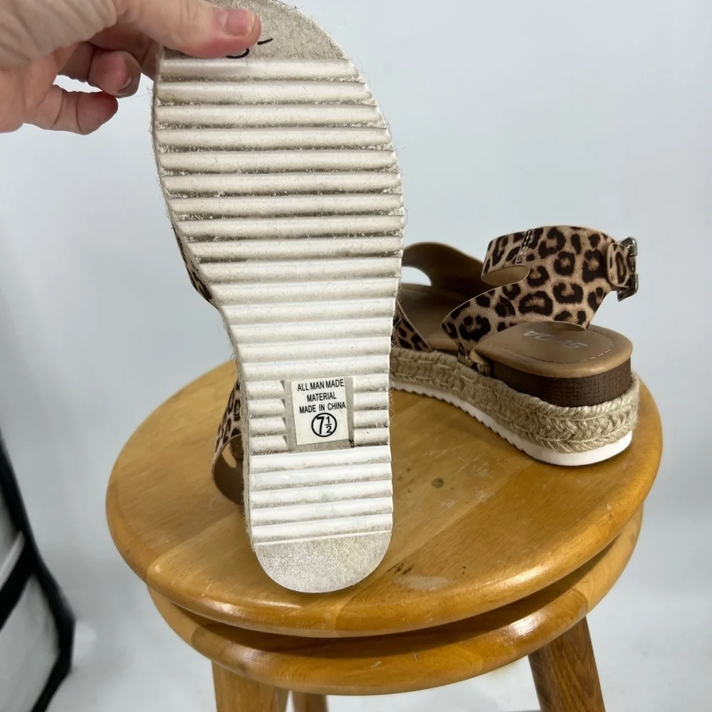 Soda Topic Topshoe Avenue Women's Open Toe Ankle Strap Espadrille Sandal 7.5